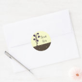 Sticker Rond Rose pourpre et chocolat Merci (Enveloppe)