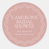 Sticker Rond Rose Poussiéreux | Bordure Ondulée en Coquille Mar (Devant)