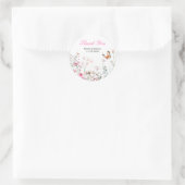 Sticker Rond Rose profond printemps, Mariage floral papillon (Sac)