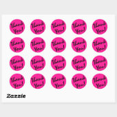 Sticker Rond Rose profonde et Merci noir (Feuille)