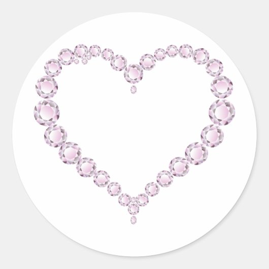 Sticker Rond Rose Quartz Gem Heart (Devant)