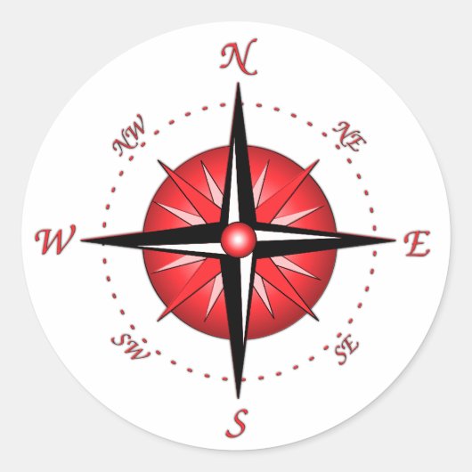 Sticker Rond Rose Red Compass (Devant)