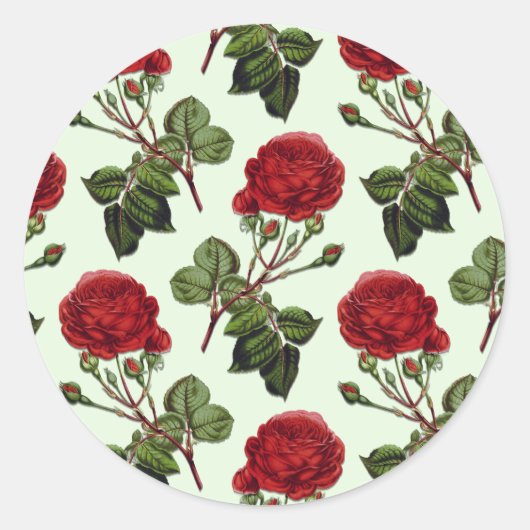 Sticker Rond Rose Red Long Stem Motif Vert Arrière - plan (Devant)