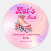 Sticker Rond Rose Rétro Disco Roller Skating Enterrement de Vi (Devant)
