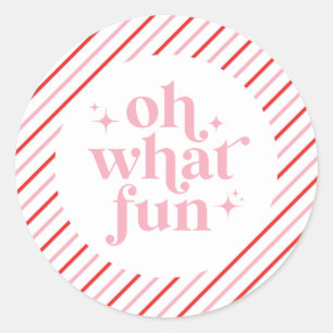 Sticker Rond Rose Rétro Oh Quelle Joie
