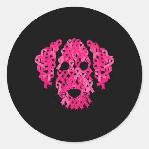 Sticker Rond Rose Ribbon Dog
