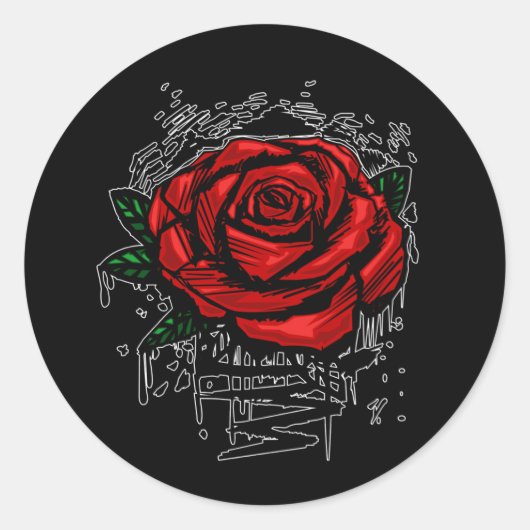 Sticker Rond Rose robuste (Devant)