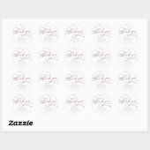 Sticker Rond Rose romantique Gold Calligraphie Merci Favoriser (Feuille)