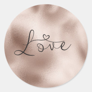 Sticker Rond Rose romantique Gold Love Mariage de coeur