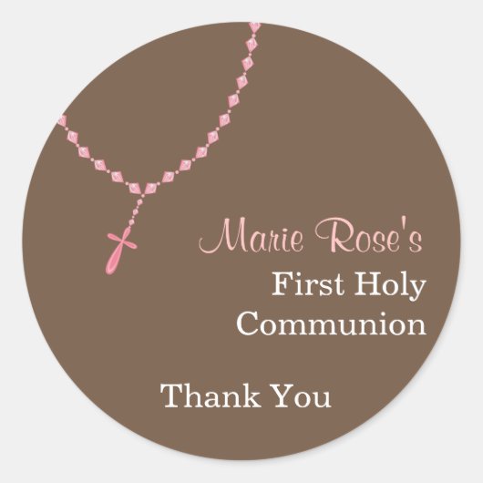 Sticker rond rose Rosaire (Devant)