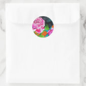 Sticker Rond Rose rose avec art mariage orange (Sac)
