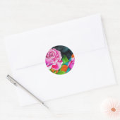 Sticker Rond Rose rose avec art mariage orange (Enveloppe)