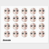 Sticker Rond Rose Rose Beauté Parties scintillant Gris Lash Net (Feuille)