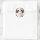 Sticker Rond Rose Rose Beauté Parties scintillant Gris Lash Net (Sac)