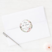 Sticker Rond Rose Rose Blanc Hydrangea Enregistrer la date (Enveloppe)