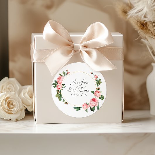 Sticker Rond Rose rose blushante
