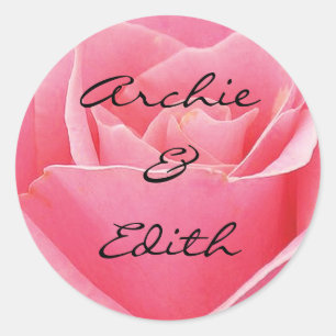 Sticker Rond Rose rose clair Mariage personnalisé