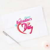 Sticker rond rose rose Coeur Saint Valentin (Enveloppe)