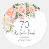 Sticker Rond Rose rose de Peach Floral 70e anniversaire (Devant)