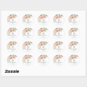 Sticker Rond Rose rose de Peach Floral 80e anniversaire (Feuille)