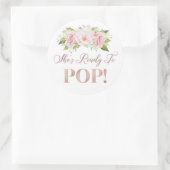 Sticker Rond Rose rose d'or floral elle est prête à sauter (Sac)