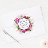 Sticker Rond Rose rose et bouquet floral de pavot Bouquet Bougi (Enveloppe)