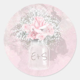 Sticker Rond Rose rose et Mariage de la respiration du bébé Mas