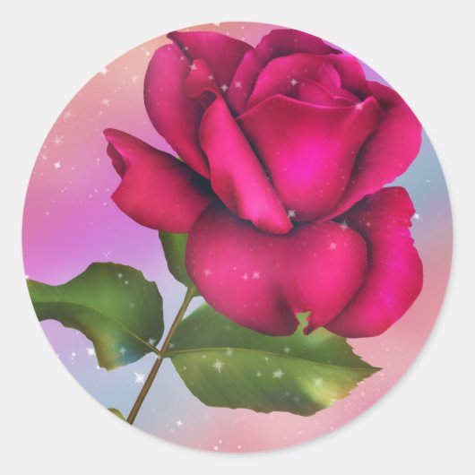 Sticker Rond Rose rose étincelle Rainbow Pastel fête d'annivers (Devant)