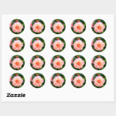 Sticker Rond Rose rose fleurs dans le jardin carte postale (Feuille)