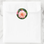 Sticker Rond Rose rose fleurs dans le jardin carte postale (Sac)