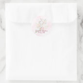 Sticker Rond Rose rose floral fille Baptême (Sac)