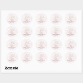 Sticker Rond Rose rose floral fille Dedication (Feuille)