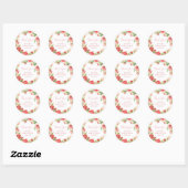 Sticker Rond Rose Rose Floral Vert Fille Baby shower (Feuille)