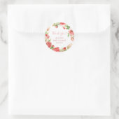 Sticker Rond Rose Rose Floral Vert Fille Baby shower (Sac)