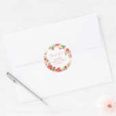 Sticker Rond Rose Rose Floral Vert Fille Baby shower (Enveloppe)