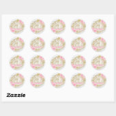 Sticker Rond Rose Rose Floral Vintage Soy Parfumé bougie Étique (Feuille)