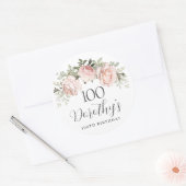 Sticker Rond Rose rose florale 100e anniversaire (Enveloppe)