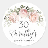 Sticker Rond Rose rose florale 30e anniversaire (Devant)