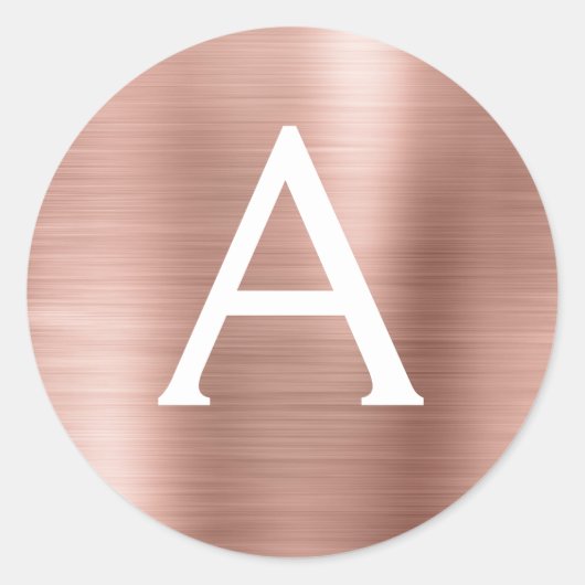 Sticker Rond Rose Rose Gold Girl Mariage Monogramme (Devant)
