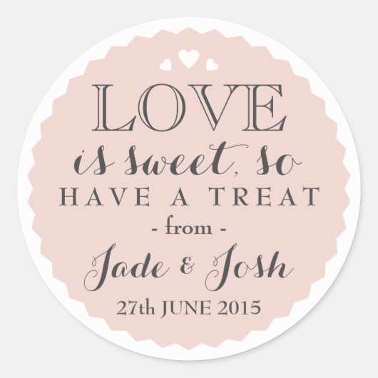 Sticker Rond Rose Rose Love is Sweet Bottlecap Style Favoriser (Devant)