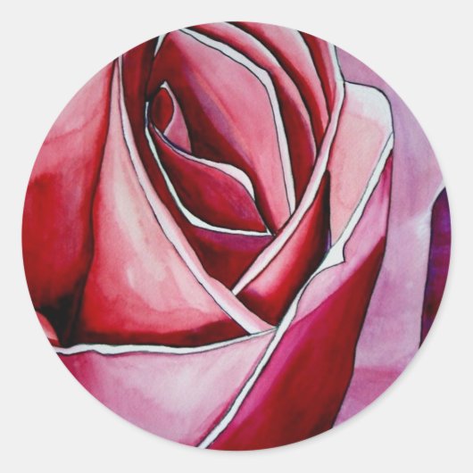 Sticker Rond Rose Rose macro fleurs aquarelle art abstrait (Devant)