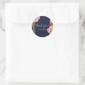Sticker Rond Rose Rose Marine Bleu & Or Moderne Elégant Favoris (Sac)