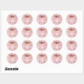 Sticker Rond Rose Rose Or Étincelle Kitty Monogramme Anniversai (Feuille)