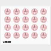 Sticker Rond Rose Rose or étincelle Unicorne Monogramme Anniver (Feuille)
