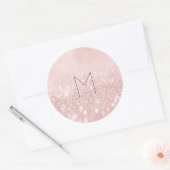 Sticker Rond Rose rose Parties scintillant gris gris rond Monog (Enveloppe)