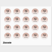 Sticker Rond Rose Rose Parties scintillant Or Ombre Moderne Mon (Feuille)
