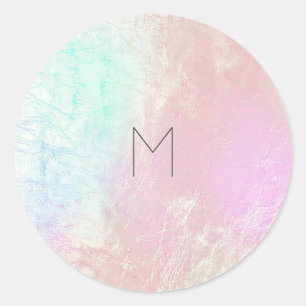 Sticker Rond Rose rose Perle Mer Maillot Monogramme métallique