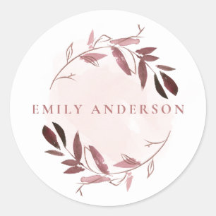 STICKER ROND ROSE ROSE ROSE ROSE ROSE OR FOLIAGE WREATT PROFESS