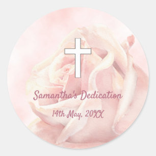 Sticker Rond Rose rose rousse fille Dedication