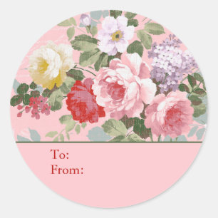 Sticker Rond Rose Rose Shabby Chic Personnalisée À & De